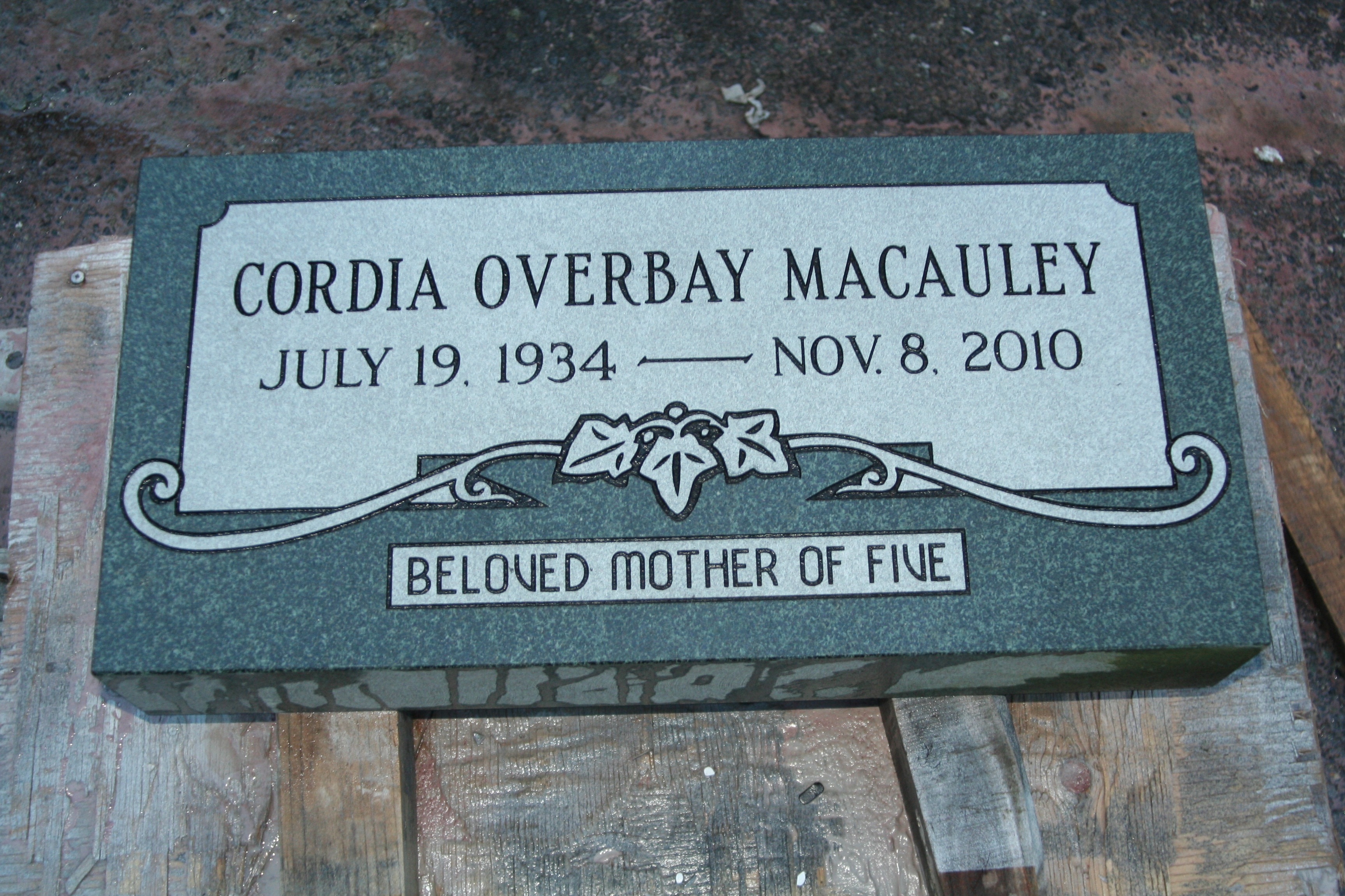 Flat Grave Marker in Evergreen granite Pacific Coast Memorials
